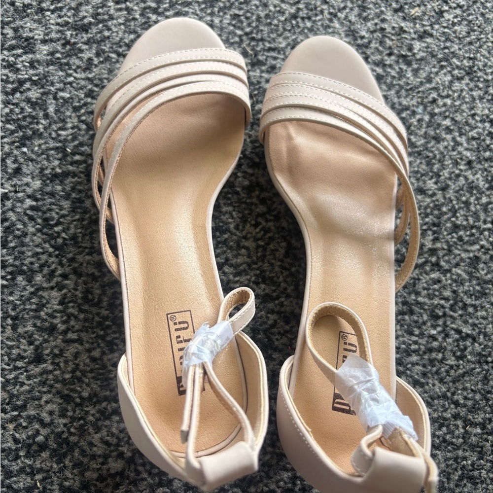 Ankle-Strap Low Heel Sandal in Nude - Picture 6 of 10